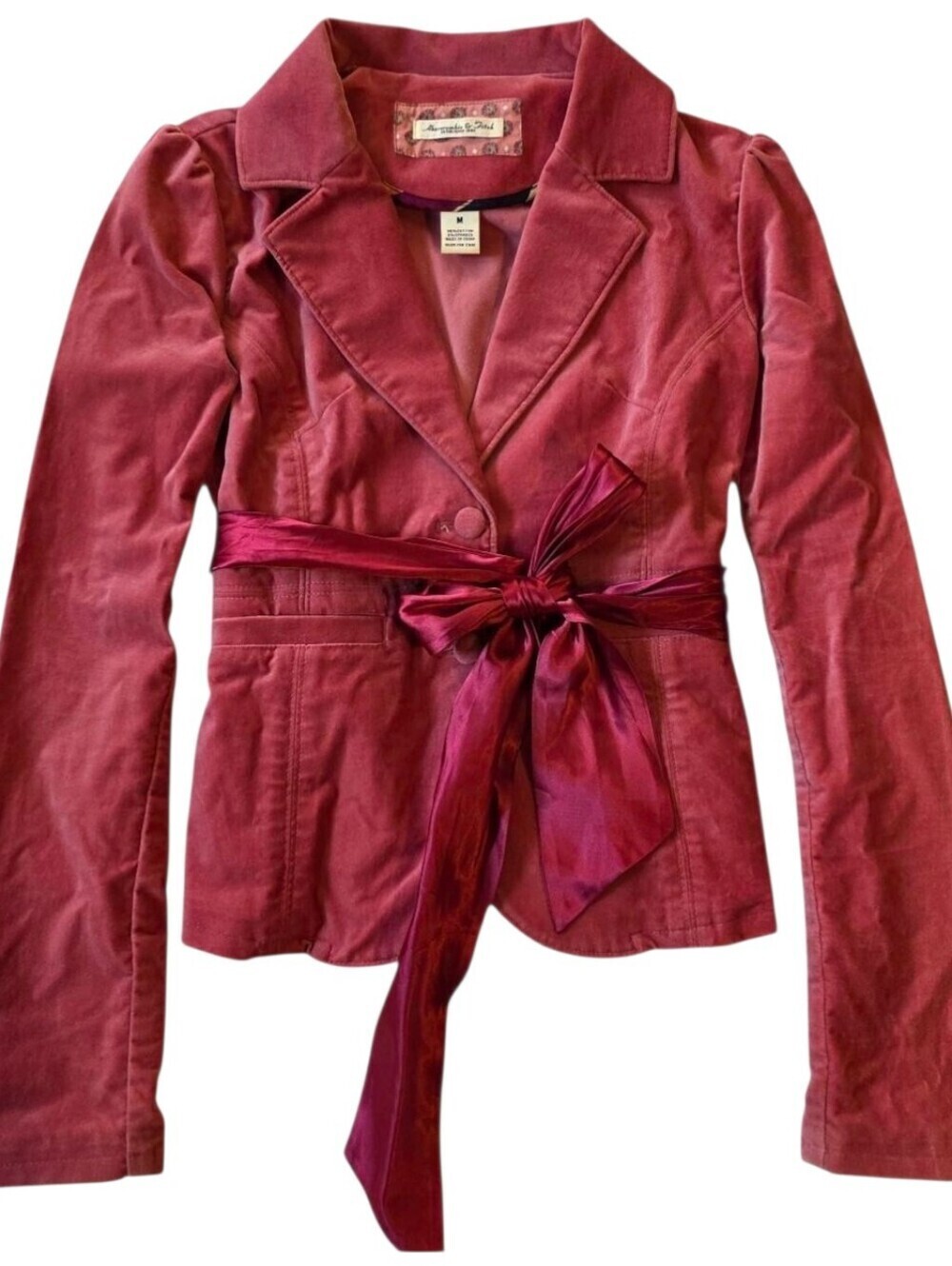 Abercrombie Vintage Strawberry Pink Babydoll Jacket With Satin Tie - Picture 4 of 7